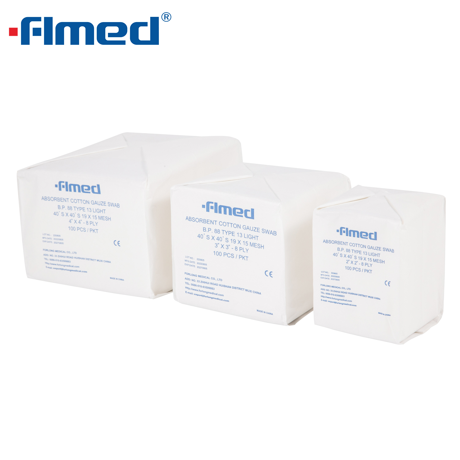 Unsterile medizinische Mulltupfer (100er-Packung)