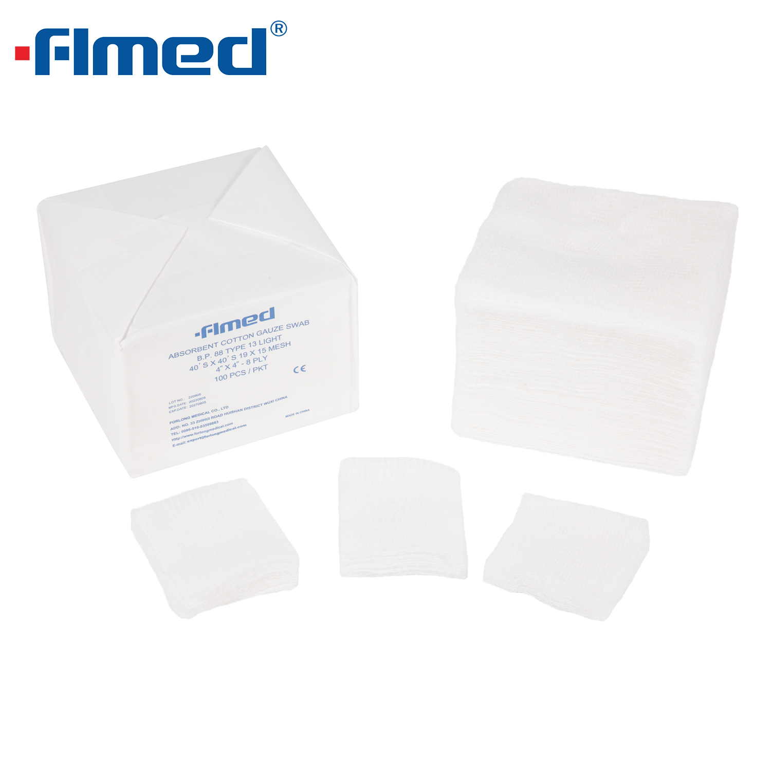 Unsterile medizinische Mulltupfer (100er-Packung)