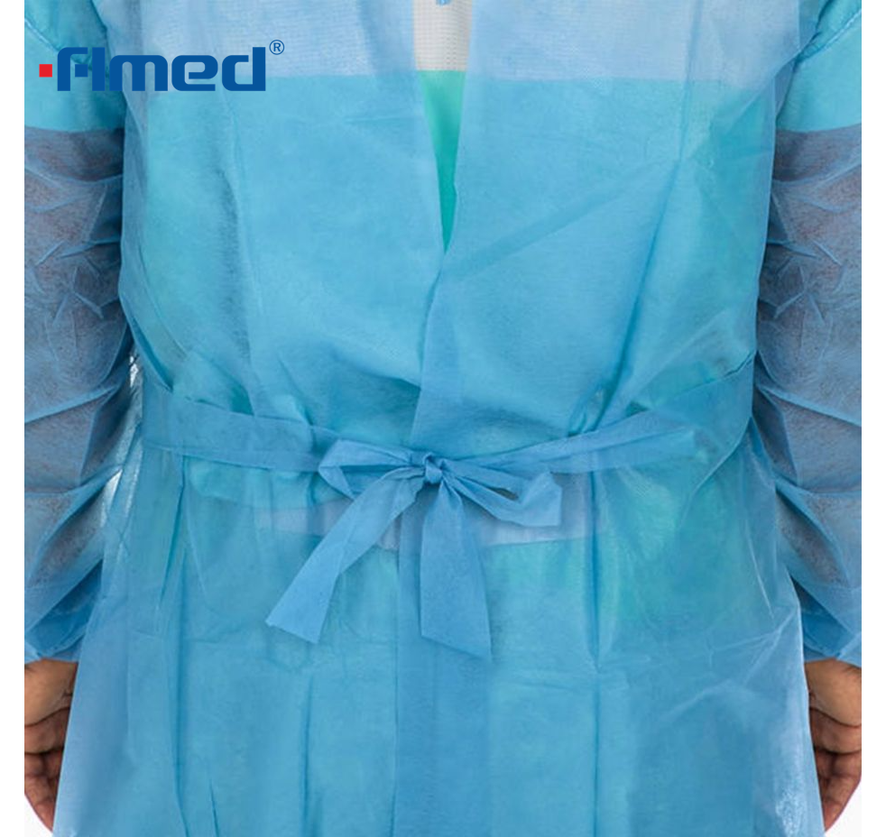 Medizinisches Kleid mit elastischen Manschetten, PP nicht gewebten, nicht sterilen